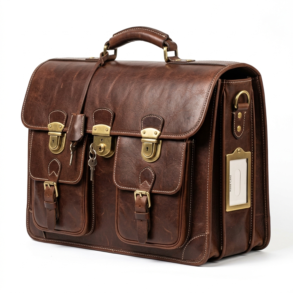 The Pilot Briefcase — classic dark brown leather cabin bag